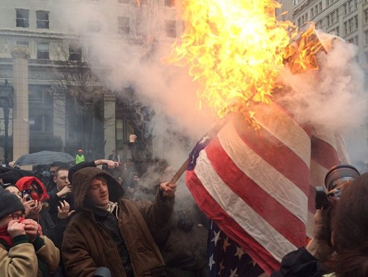 Flag burning Portland Flag burning Portland