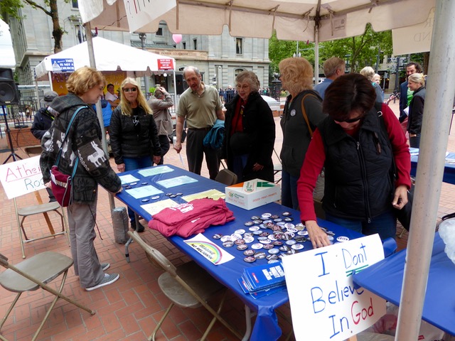Portland Atheist Festival table Portland Atheist Festival table